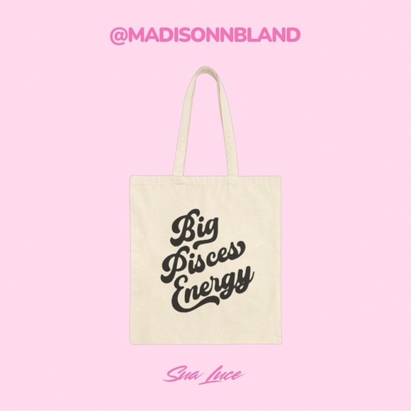 ‘Big ___ Energy’ Cotton Tote Bag - Available in Beige, Pink, Brown, & Black - Picture 10 of 16